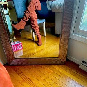 Genuine Suede Smoking Thigh High Boots in Burnt Orange
